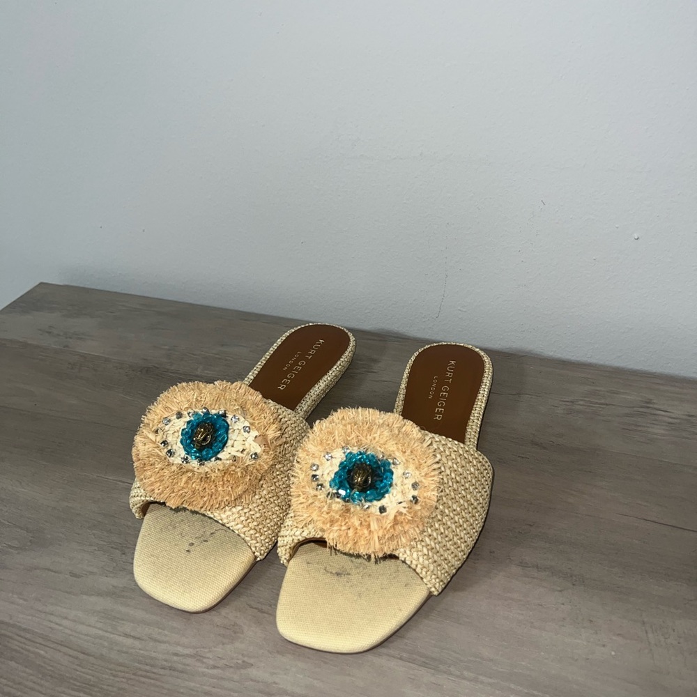 Kurt Geiger Cream and Blue Sandals & Bag